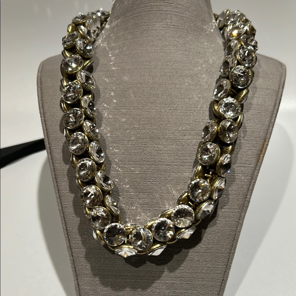Elegant Gold and Silver Crystal Necklace